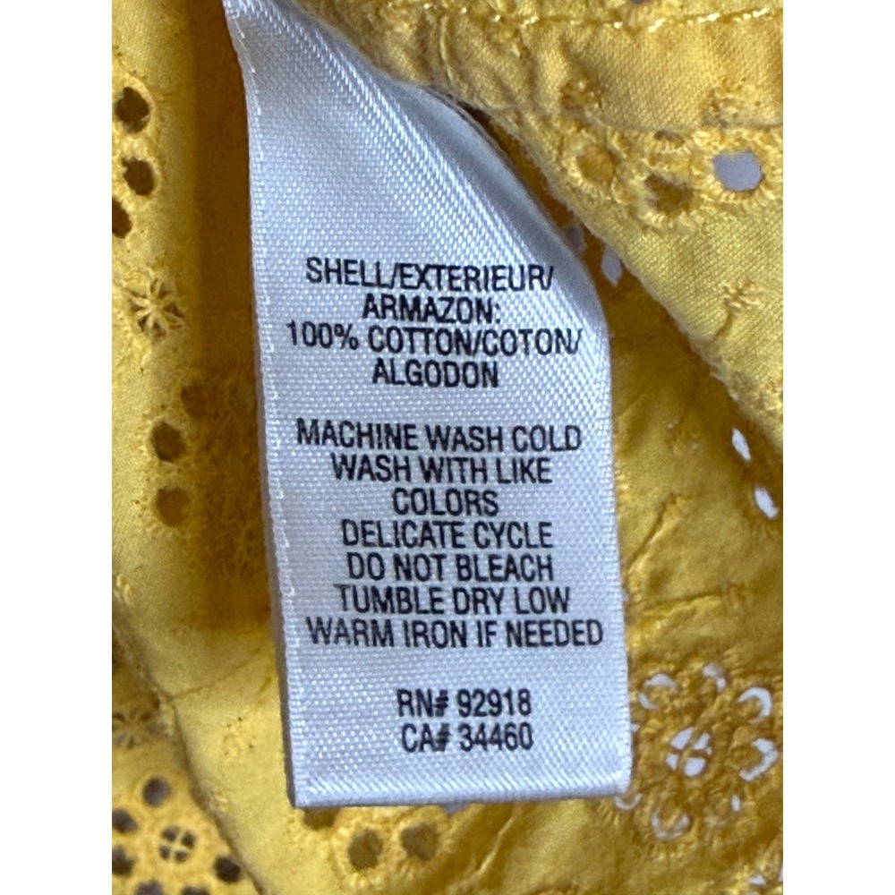Y2K Juicy Couture Yellow Eyelet Boho Mini Dress Cottagecore Medium - Picture 6 of 9